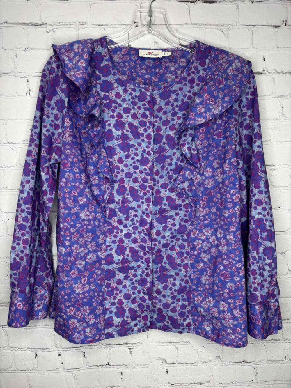 Vineyard Vines long-sleeve ruffled button-front blouse